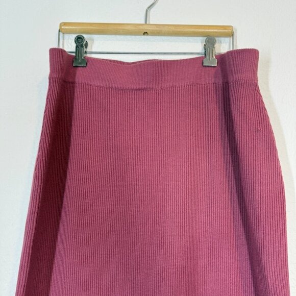 Alp-n-Rock Ida Midi Skirt Pink Slit Pull On Knit Luxury Designer Large - Picture 1 of 12